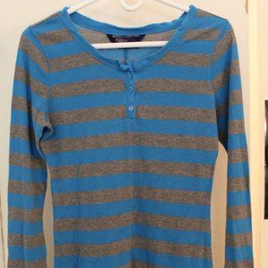Blue and Grey Strip Top